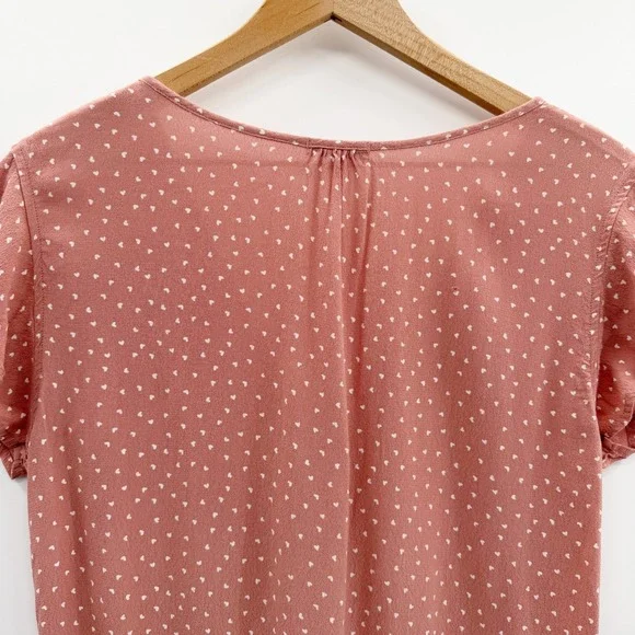 Rails Bretton Rosewood Mini Hearts Flutter Sleeve Top in Pink Size Small - Picture 5 of 11